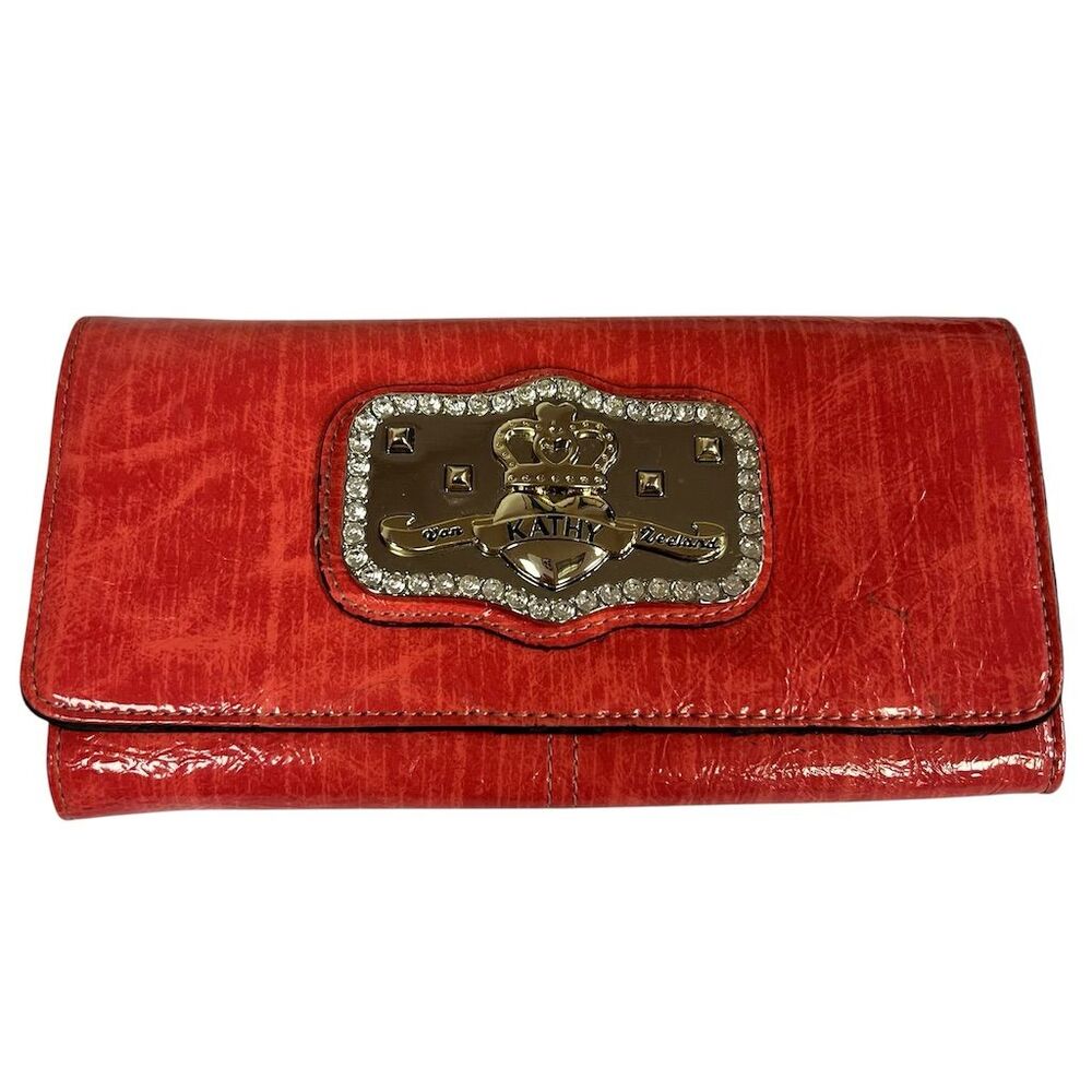 Kathy Van Zeeland Women's Red Wallet with Embellished Logo